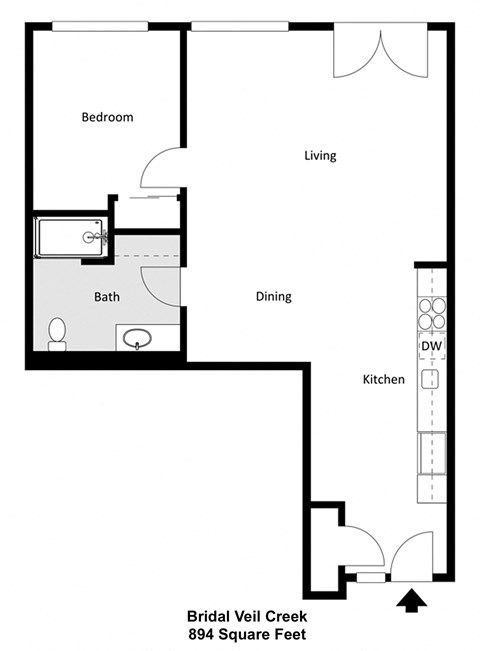 a floor plan of a house with a bedroom and a living room